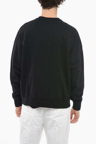 Brushed Cotton Crew-neck Sweatshirt with Embroidered Logo