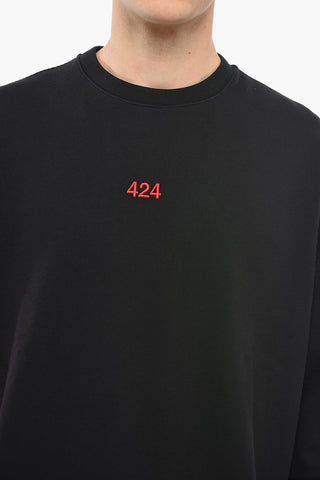 Brushed Cotton Crew-neck Sweatshirt with Embroidered Logo