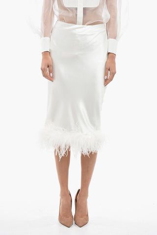 Satin Skirt With Removable Feathers Bottom