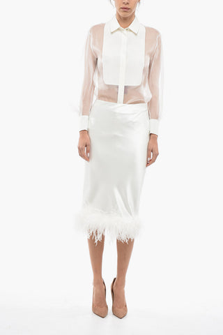 Satin Skirt With Removable Feathers Bottom