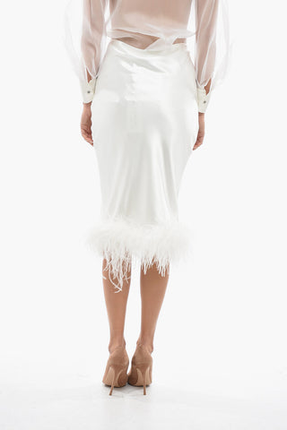 Satin Skirt With Removable Feathers Bottom