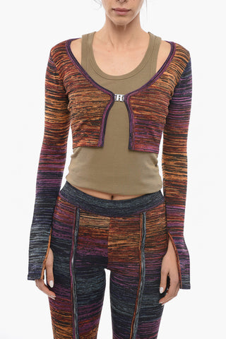 Cardigan SPACE DYE Crop con Chiusura a Forma di R