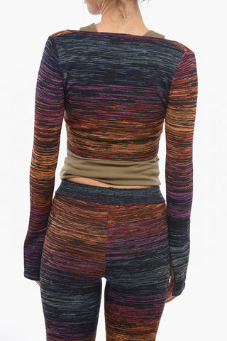 Cardigan SPACE DYE Crop con Chiusura a Forma di R