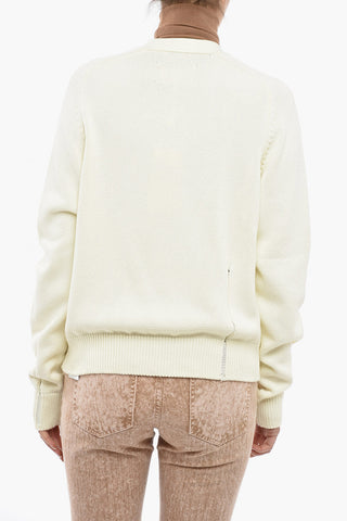 V-Neck Distressed Cotton Cardigan