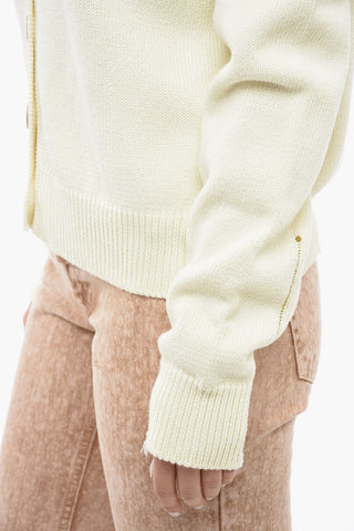 V-Neck Distressed Cotton Cardigan