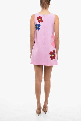Wool A-line Dress with Floral Embroidery