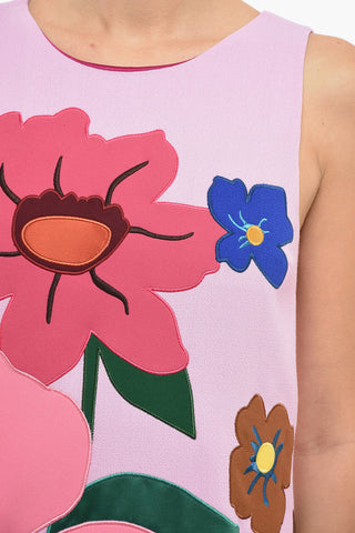 Wool A-line Dress with Floral Embroidery