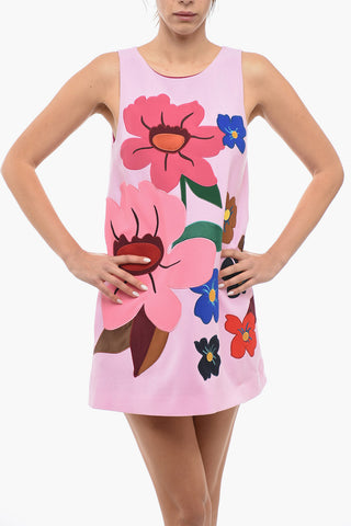 Wool A-line Dress with Floral Embroidery
