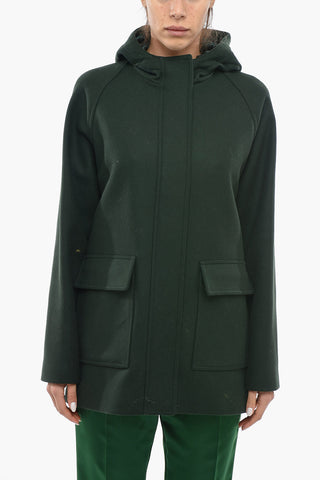 Cappotto In Misto Lana Con Cappuccio