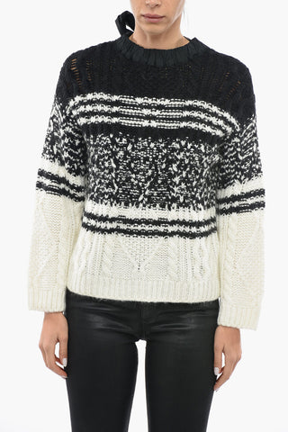 Two-Tone Tie-Neck Sweater