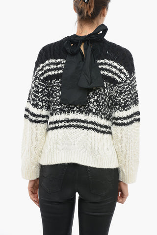 Two-Tone Tie-Neck Sweater