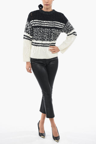 Two-Tone Tie-Neck Sweater