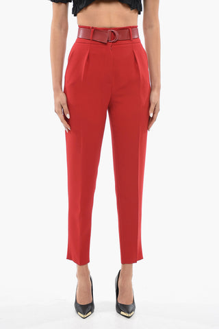 STUDIO Pantaloni con Pinces ARIEL con Cintura in Ecopelle