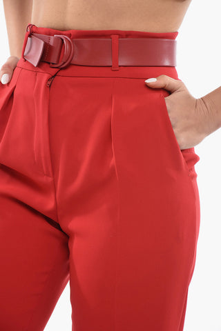 STUDIO Pantaloni con Pinces ARIEL con Cintura in Ecopelle