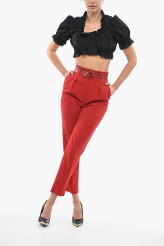 STUDIO Pantaloni con Pinces ARIEL con Cintura in Ecopelle