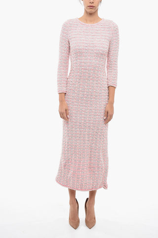 Buttoned BACK TO FRONT Wool Blend Tweed Dress