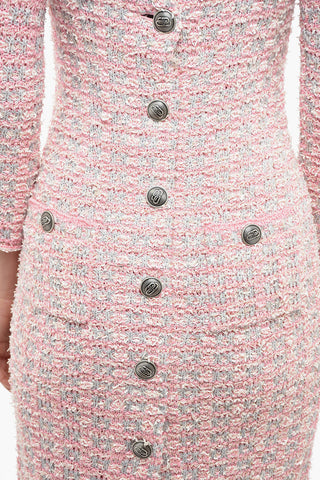 Buttoned BACK TO FRONT Wool Blend Tweed Dress