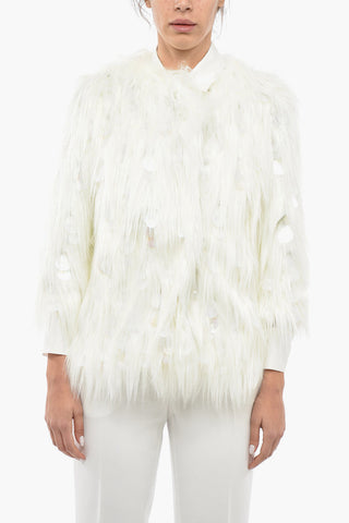 Eco-fur ROSS Coat with Crystals and Sequines