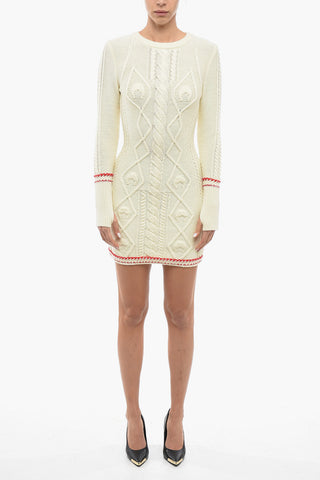 WHITE LINE Abito Corto Aran con Fit Aderente
