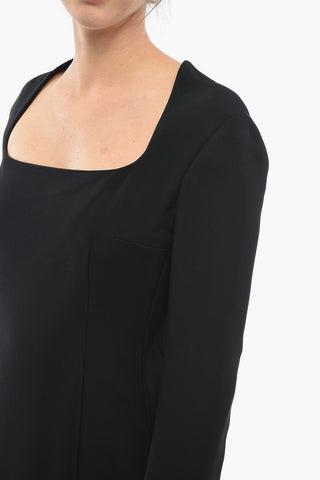 Long Sleeved Maxi Sheath Dress Embelished With Necklace