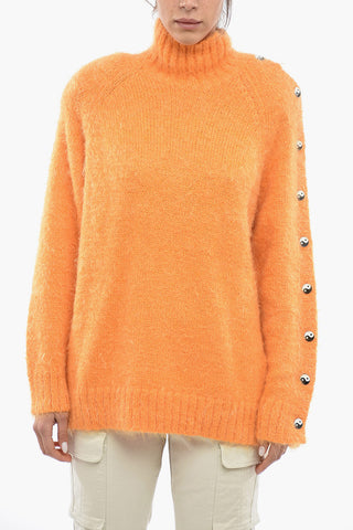 Maglia a Collo Alto Fuzzy con Bottoni Decorativi