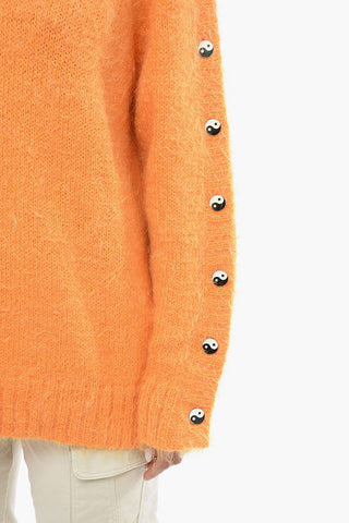 Maglia a Collo Alto Fuzzy con Bottoni Decorativi