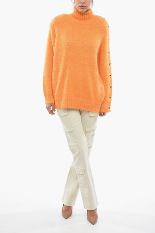 Maglia a Collo Alto Fuzzy con Bottoni Decorativi