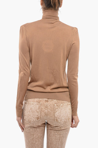Turtle-Neck Wool Pullover With Shoulder Pads