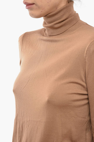 Turtle-Neck Wool Pullover With Shoulder Pads