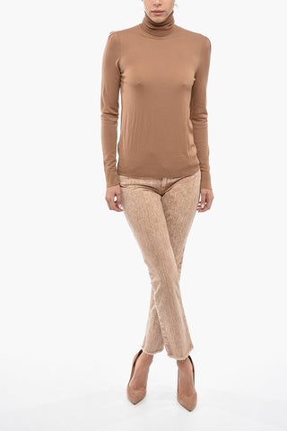 Turtle-Neck Wool Pullover With Shoulder Pads