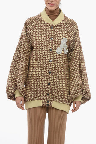 Bomber Imbottito Pied De Poule Con Dettaglio Strass