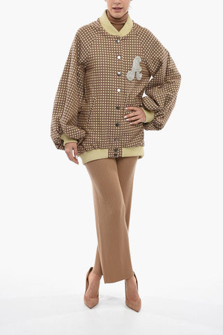 Bomber Imbottito Pied De Poule Con Dettaglio Strass