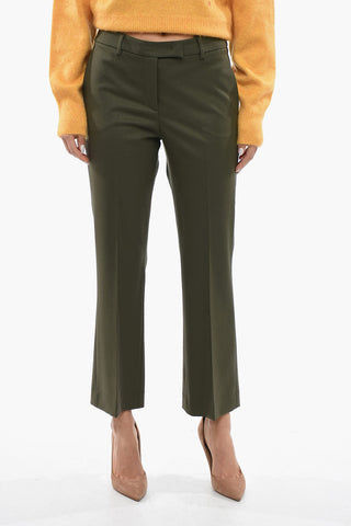 High Waisted Straight Fit Wool Pants