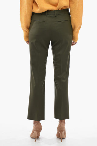 High Waisted Straight Fit Wool Pants