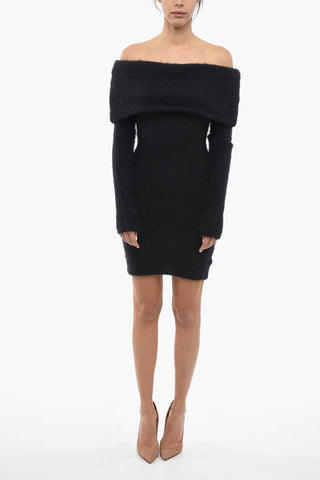 Vestito Con Scollo A Barca In Misto Lana Eyelash