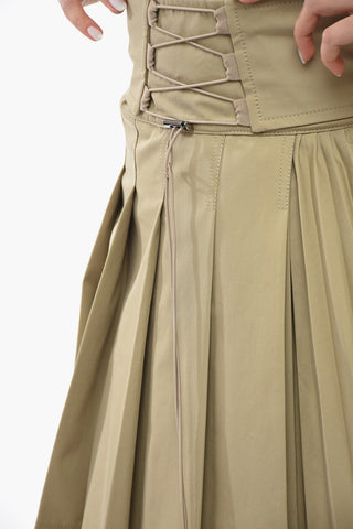 Asymmetric Pleated Skirt with Lace-up Detail