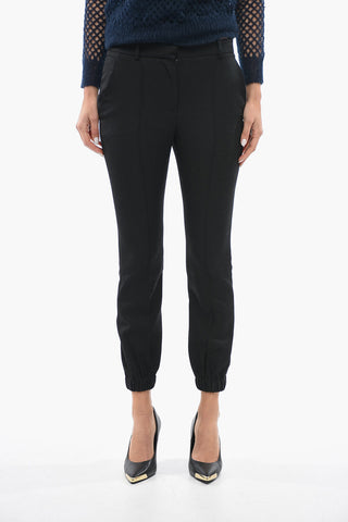 Wool Single Pleated Casual Pnts with Ankle Drawstring