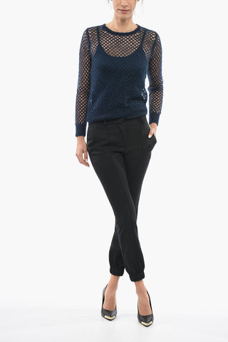 Wool Single Pleated Casual Pnts with Ankle Drawstring