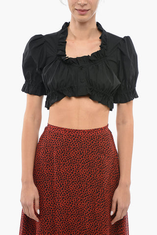 NOIR KEI NINOMIYA Camicetta Crop con Bordi Ruffle