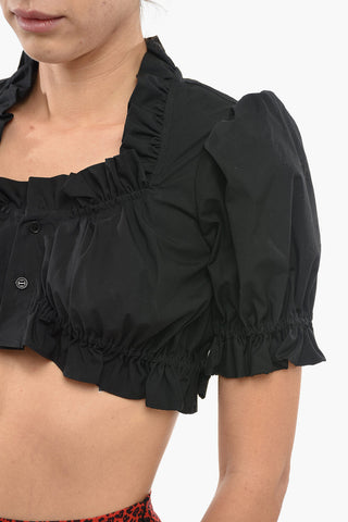 NOIR KEI NINOMIYA Camicetta Crop con Bordi Ruffle