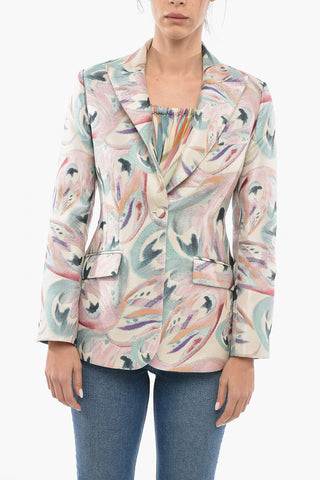 Floral Embroidery Lined Single Breasted Blazer