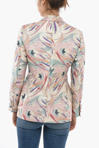 Floral Embroidery Lined Single Breasted Blazer