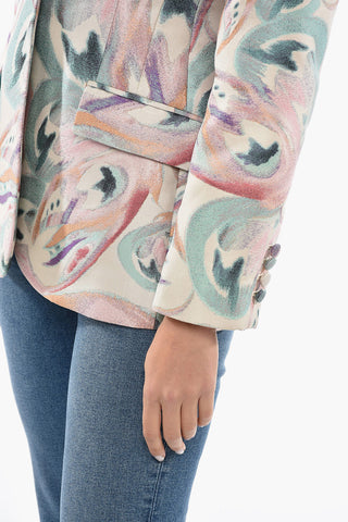 Floral Embroidery Lined Single Breasted Blazer