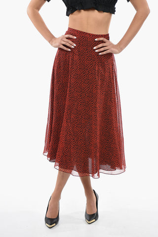 A-line Silk Skirt with Animal Motif