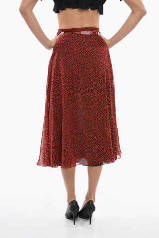 A-line Silk Skirt with Animal Motif