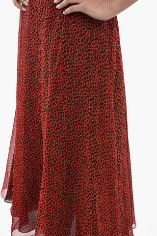 A-line Silk Skirt with Animal Motif