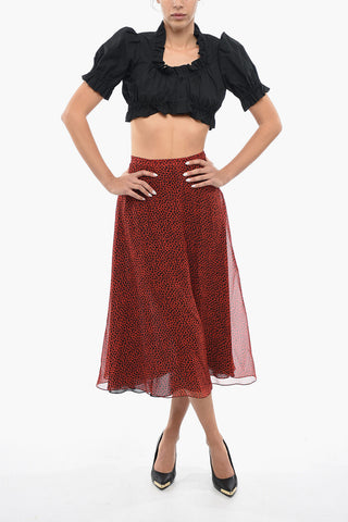 A-line Silk Skirt with Animal Motif