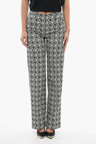 Pantaloni Jacquard a Vita Alta con Gamba Diritta