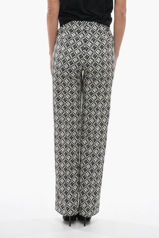 Pantaloni Jacquard a Vita Alta con Gamba Diritta