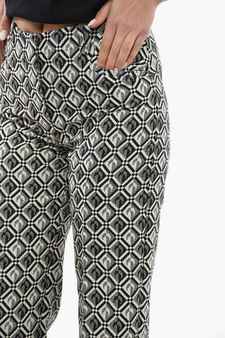 Pantaloni Jacquard a Vita Alta con Gamba Diritta
